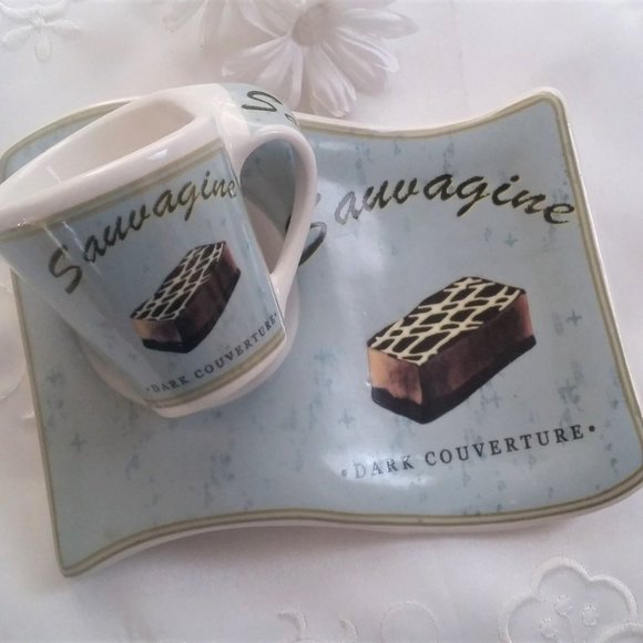 🎉 Host Pick 🎉CERAMIC Espresso Cup and Saucer Set - Chocolate Theme - Picture 2 of 4